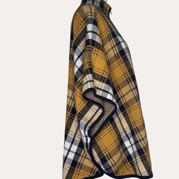 Jones New York Signature Dolman Sleeve Jacket Poncho Plaid Gold S M - Picture 6 of 11